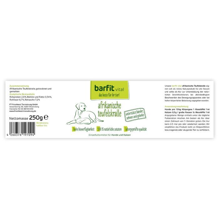 BARFIT VITAL TEUFELSKRALLEN PULVER 250G Hundefutter & Zubehör BARFIT VITAL TEUFELSKRALLEN PULVER 250G Hundefutter & Zubehör Hunde & Katzen Tiernahrung von Belcando und Leonardo